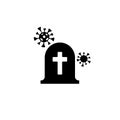 Grave of Covid death icon in trendy flat style isolated on white background. Royalty Free Stock Photo