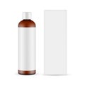 Tall Amber Cosmetic Bottle Mockup with Label, Paper Box