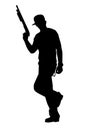 Gangster man with shotgun silhouette vector