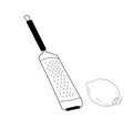 Cheese grater vector stock illustration. A kitchen tool. Rub the lemon zest.