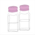 Glass bottles for salt and pepper vector stock illustration. Seasonings.
