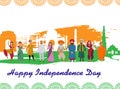 Indian collage illustration showing culture, tradition and festival on Happy Independence Day of India