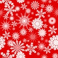 White snowflakes on a dark red background. Christmas. Royalty Free Stock Photo