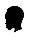 Black African Afro American female girl woman lady portrait face vector silhouette of a hairstyle with curly short hair. Royalty Free Stock Photo