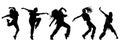 hip hop dancing girl silhouette vector collection on white background Royalty Free Stock Photo