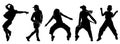 hip hop dancing girl silhouette vector collection on white background Royalty Free Stock Photo