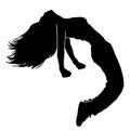 breakdancing silhouette vector on white background