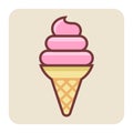 Filled color outline icon for softy cone. Royalty Free Stock Photo