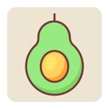 Filled color outline icon for half pear.