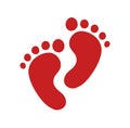 Red Vector Footsteps silhouette. Royalty Free Stock Photo