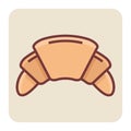 Filled color outline icon for croissant.