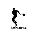 Silhouete playing basketball design logo vector