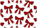 Vector illustration of sketch hand drawn pattern with vintage red bows isolated on white background. Royalty Free Stock Photo