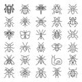 Outline icons for insects.