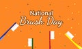 Vector graphic illustration, four toothbrushes isolated on an Orange background, NATIONAL BRUSH DAY, which is celebrated every Nov