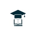 Vector graduation cap, book and pen. suitable for logos, icons, symbols.