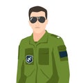 Fighter aircraft pilot in modern simple flat style isolated on white background. Royalty Free Stock Photo