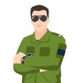 Fighter aircraft pilot in modern simple flat style isolated on white background. Royalty Free Stock Photo