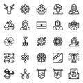 Outline icons for happy diwali.