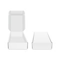 Blank Rectangular Packaging Boxes Mockups with Opened and Closed Lid, Front View Royalty Free Stock Photo