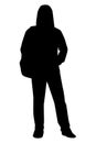 Young man in hood silhouette vector on white background