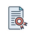 Color illustration icon for certificate, warranty and docket