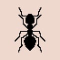 Vector isolated cartoon black ant pixel art suitable for icons, logos, symbols. easy to edit. eps 10 Royalty Free Stock Photo