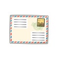 Vintage mail drawing style isolated vector. Royalty Free Stock Photo