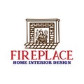 Fire place design logo vector. Royalty Free Stock Photo