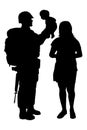 Soldier family with dad mom and baby silhouette vector Royalty Free Stock Photo