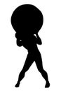 A man carries heavy object silhouette vector