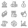 Set of money or financial thin icon vector in trendy flat style isolated on white background Royalty Free Stock Photo