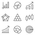 Set of graph thin icon Royalty Free Stock Photo