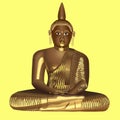 yellow colored sitting buddha and withe Backround