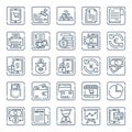 Outline icons for banking and finance.