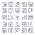 Outline icons for banking and finance.