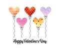 Heart shape watercolor balloons for Valentine`s day greeting card Royalty Free Stock Photo