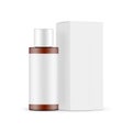 Amber Cosmetic Bottle Mockup with Paper Packaging Box Side View