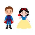 Cute prince and princess couple fairy tale clipart Royalty Free Stock Photo