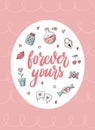 Valentine`s day greeting card with quote and doodles Royalty Free Stock Photo