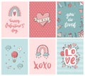 Set of Valentine`s day greeting cards