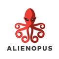 Alien Octopus logo design white background