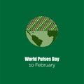 Half world vector with Colorful Grains, isolated on green background. World Pulses Day design concept. suitable for posters, banne