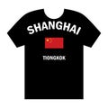 T-shirt design, Shanghai and Chinese script plus the Chinese flag.