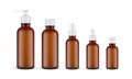 Set of Amber Bottles with Pump, Spray, Dropper for Cosmetic Products