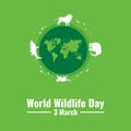 World Wildlife Day. Templates for background, banner, card, poster with text inscription. Simple design vector illustration eps 10