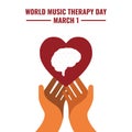World Music Therapy Day on March 1 every year is a day for people around the world to celebrate the healing power of music. Vector