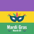 Mardi Gras, a carnival party to welcome the Lenten season celebrated by Christians. celebrated on March 1. flat design. poster des Royalty Free Stock Photo