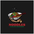 Hand drawn noodle design logo vector Royalty Free Stock Photo