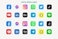 Social media networks and messengers 3d color and monochrome rounded modern icons set in different variations Vector Royalty Free Stock Photo